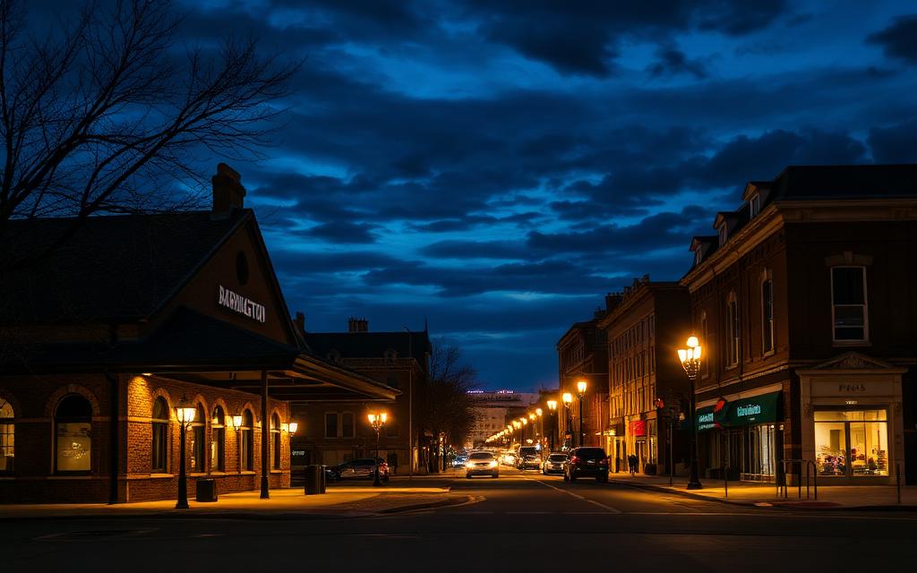 Barrington, Lake County at night — Downtown Barrington