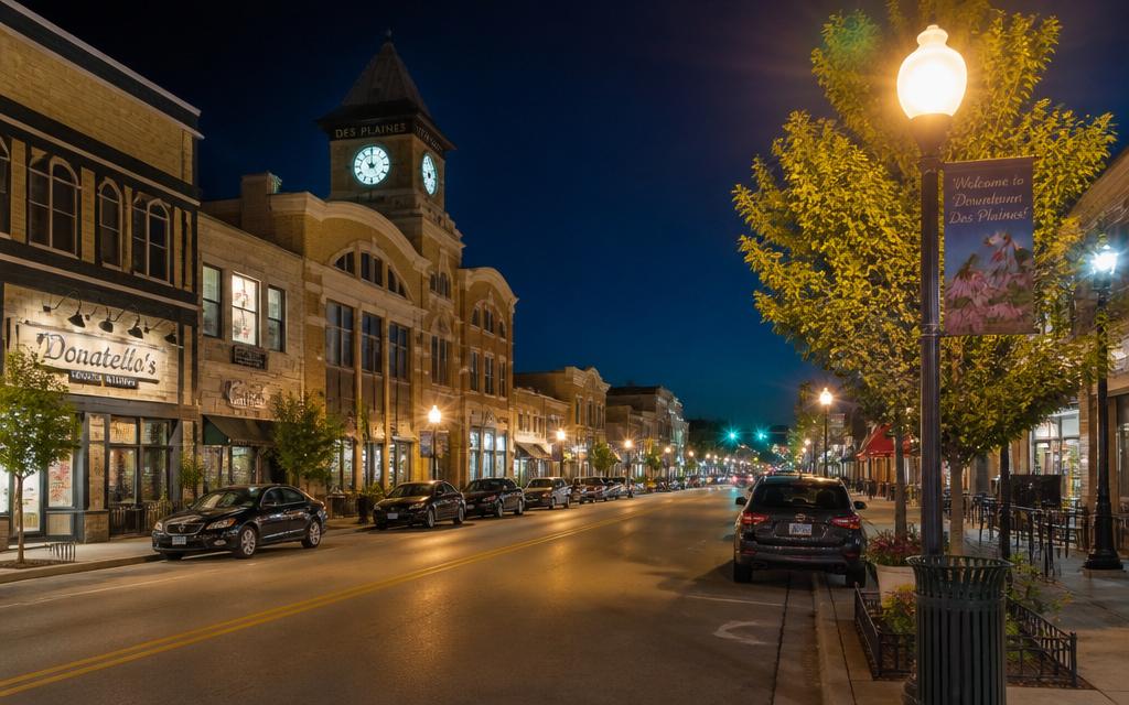 Des Plaines, Cook County at night — Des Plaines River Trail