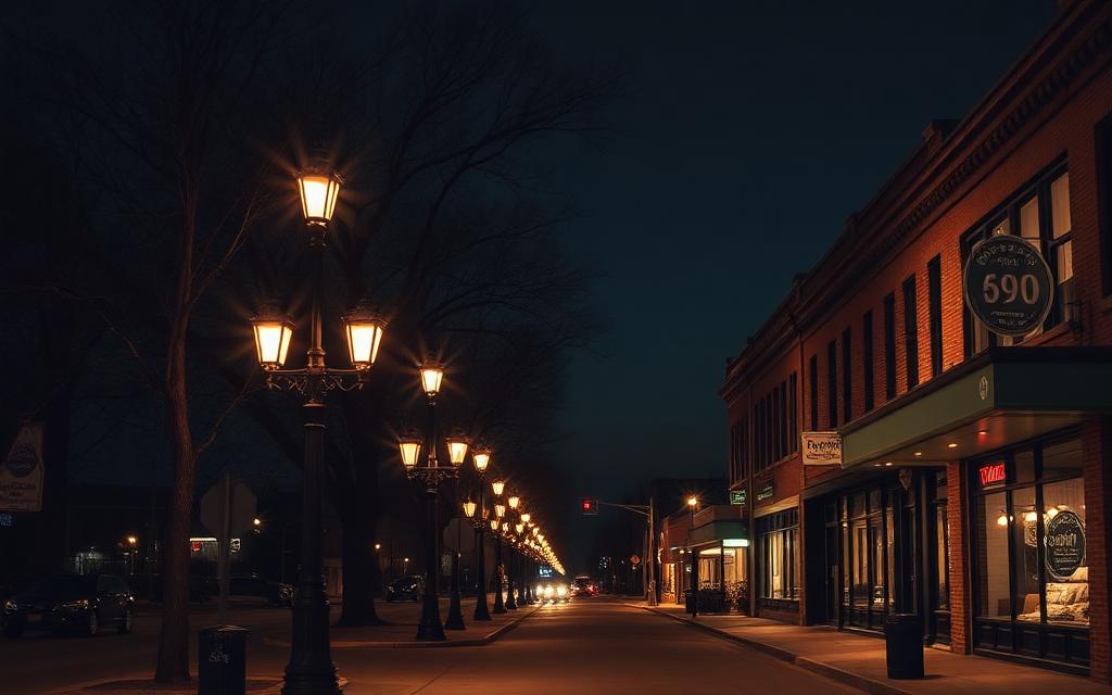 Forest Park, Cook County at night — Madison Street