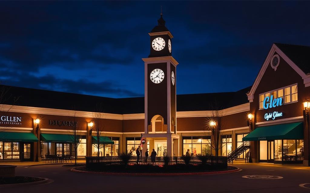 Glenview, Cook County at night — The Glen Town Center