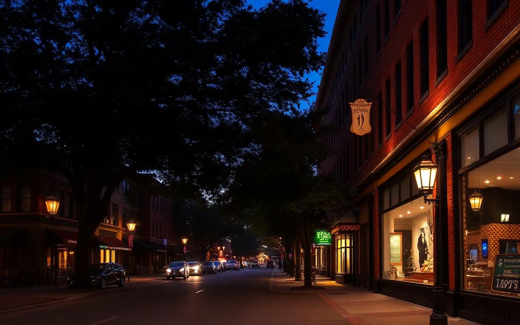 Hinsdale, DuPage County at night — Downtown Hinsdale