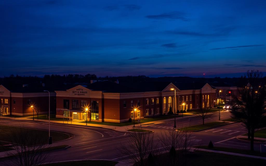 Rolling Meadows, Cook County at night — Rolling Meadows City Hall