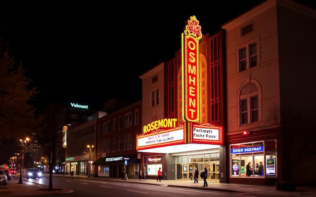 Rosemont, Cook County at night — Rosemont Theatre