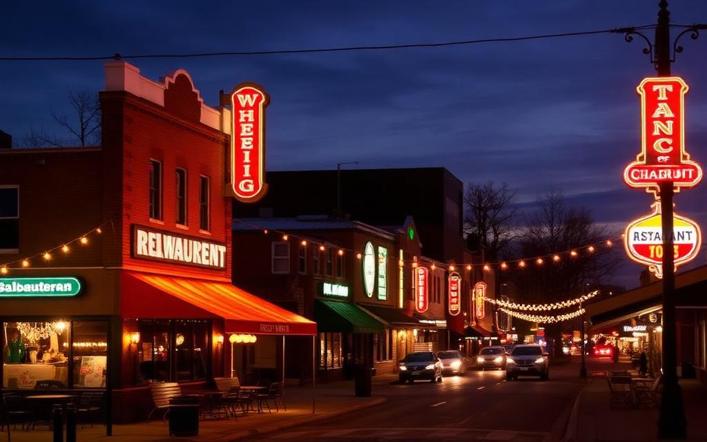 Wheeling, Cook County at night — Wheeling Restaurant Row (Milwaukee Ave)